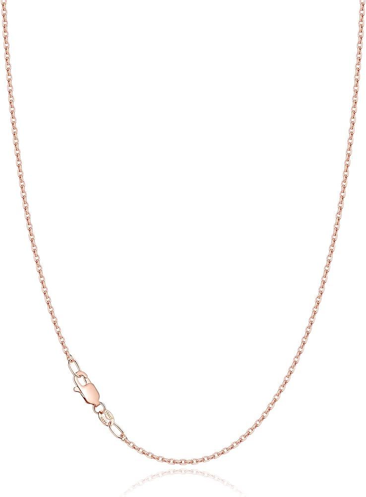 Jewlpire Solid 18k Gold Over 925 Sterling Silver Chain Necklace for Women Girls, 1.2mm Cable Chai... | Amazon (US)