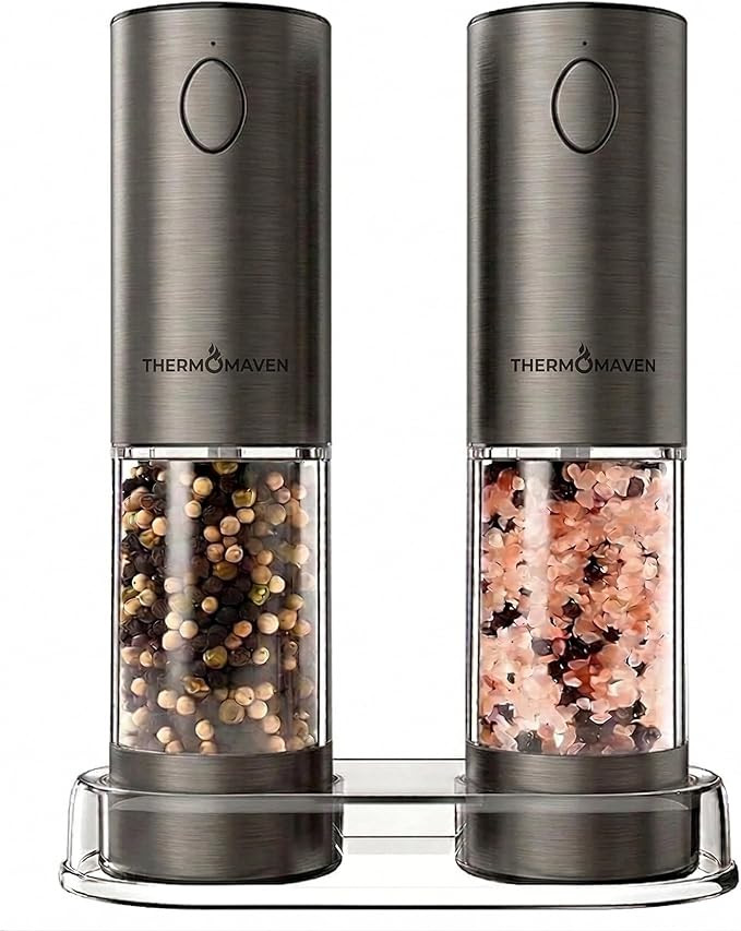 ThermoMaven Electric Salt and Pepper Grinder Set, 110ml Larger Rechargeable Automatic Salt and Pe... | Amazon (US)