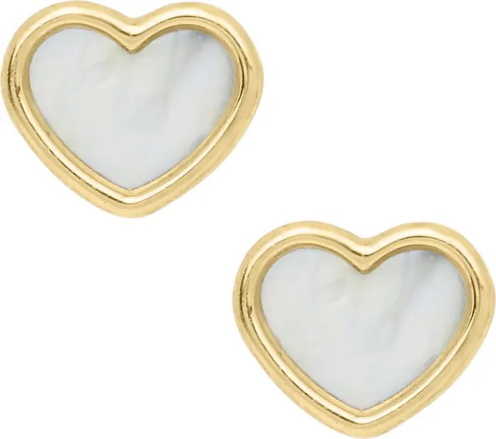 14K Gold & Mother-of-Pearl Heart Stud Earrings | Nordstrom