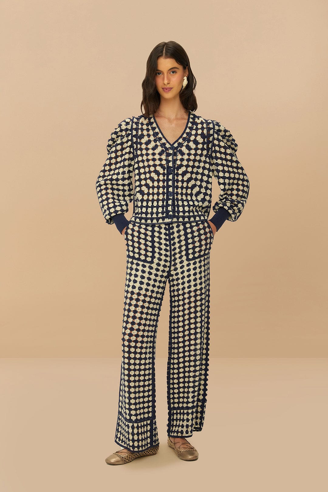 Blue & White Crochet Pants | FarmRio (US)