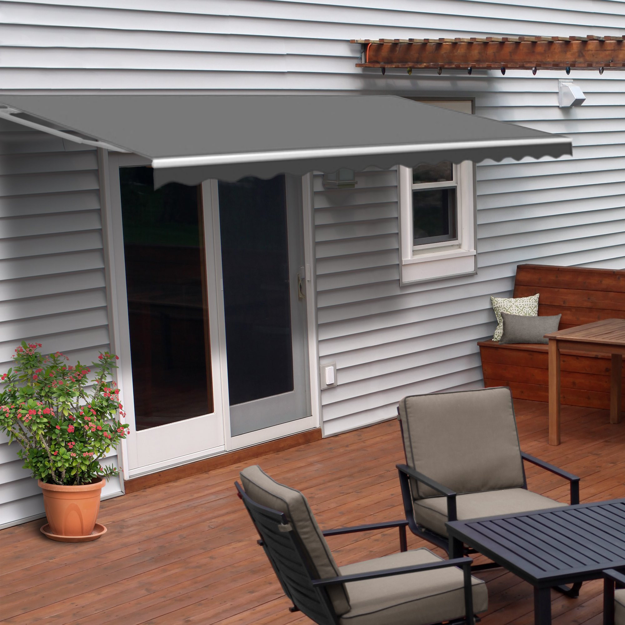 ALEKO 6.5'x5' Retractable Patio Awning, Gray Color | Walmart (US)