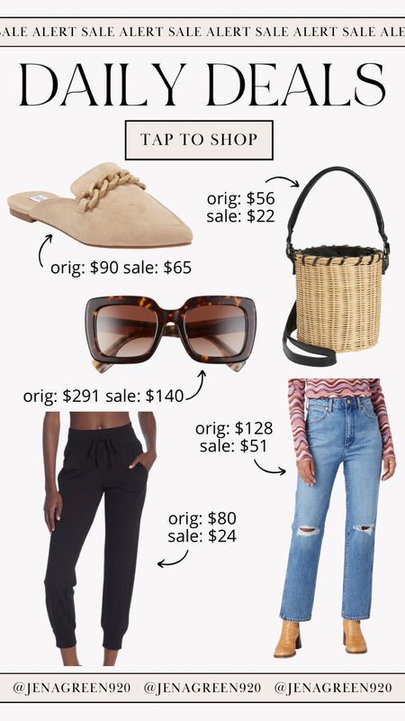 Daily Deals | Deals of the Day | Designer Sunglasses | Designer Jeans | Bucket Bag | Straw Bag | Mules 

#LTKshoecrush #LTKstyletip #LTKsalealert