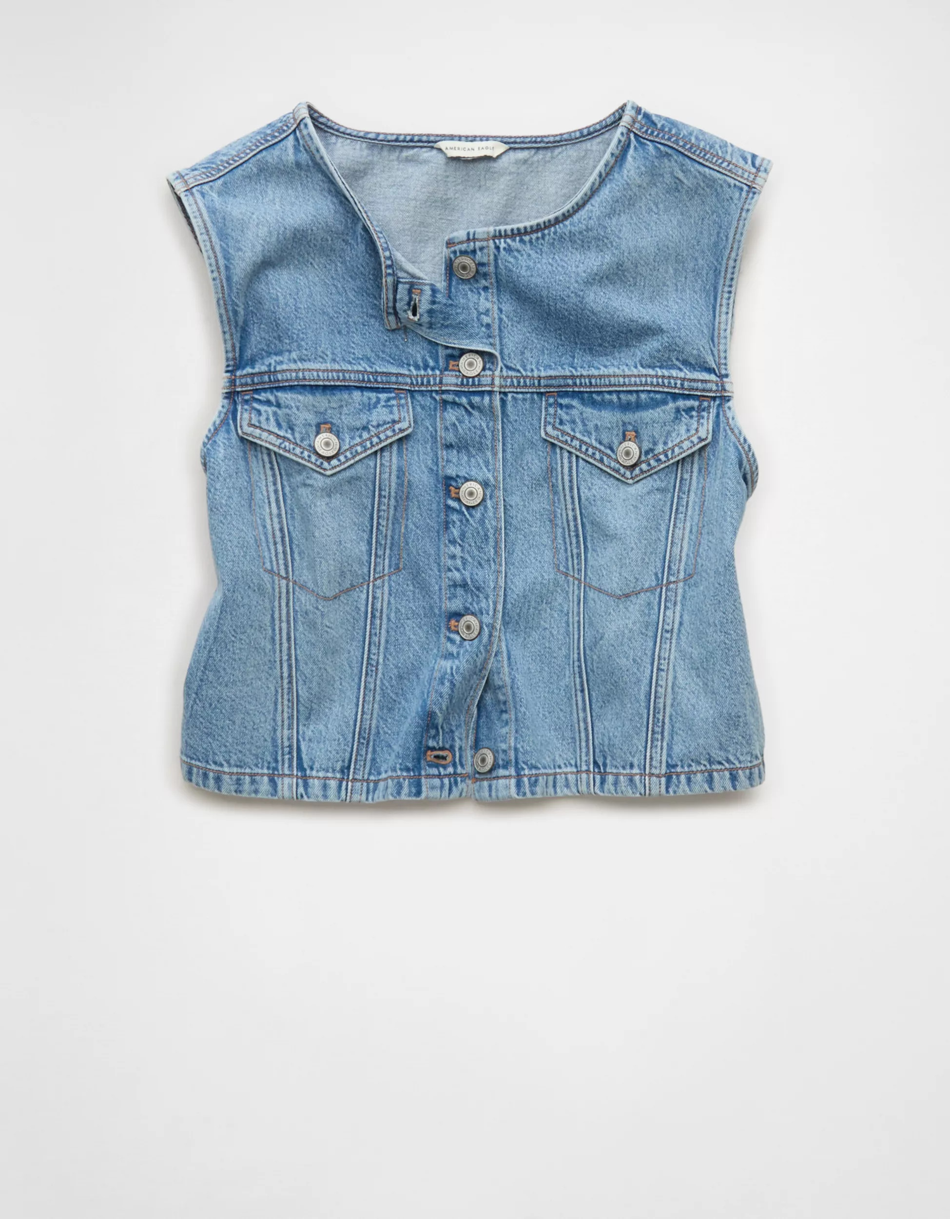 AE Boxy Denim Vest | American Eagle Outfitters (US & CA)
