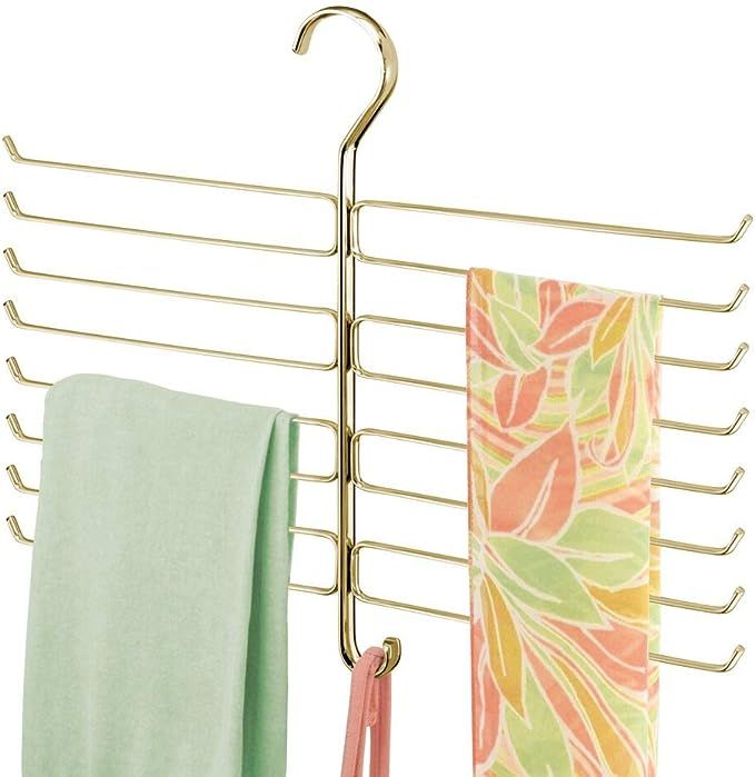 mDesign Metal Closet Rod Hanging Accessory Storage Organizer Rack for Scarves, Ties, Yoga Pants, ... | Amazon (US)