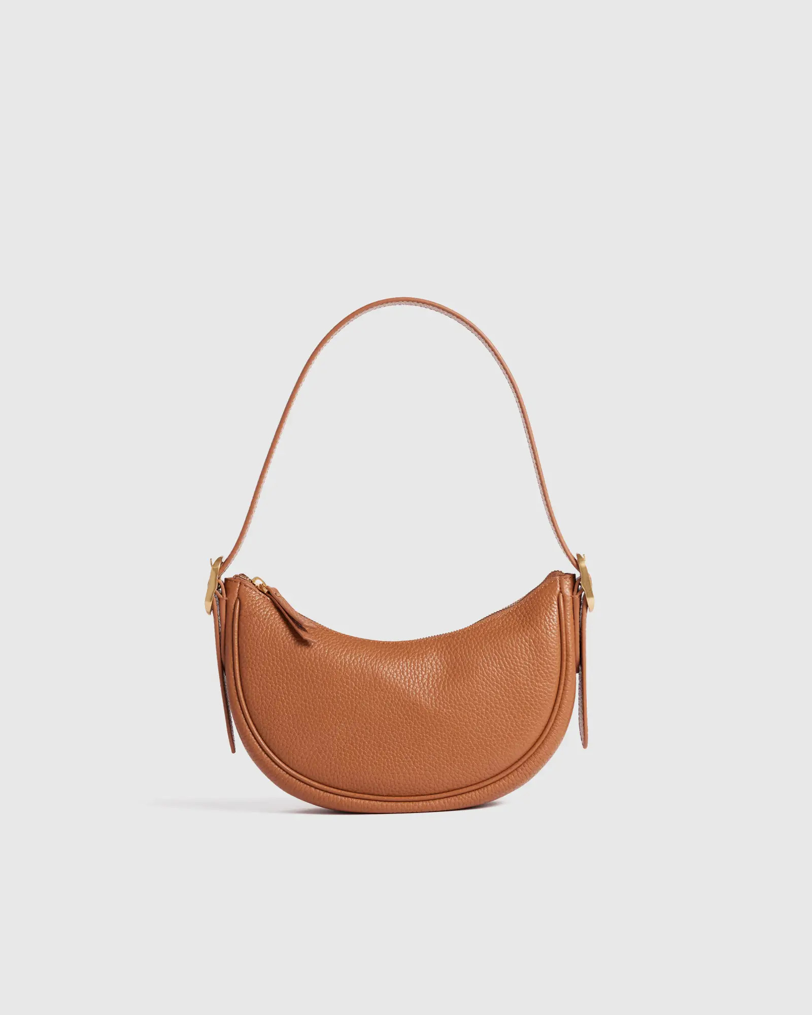 Italian Leather Mini Crescent Shoulder Bag in Cognac | Quince