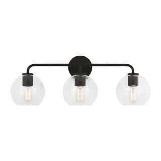 Orley 26.5 in. 3-Light Midnight Black Bathroom Vanity Light with Clear Glass Shades | The Home Depot