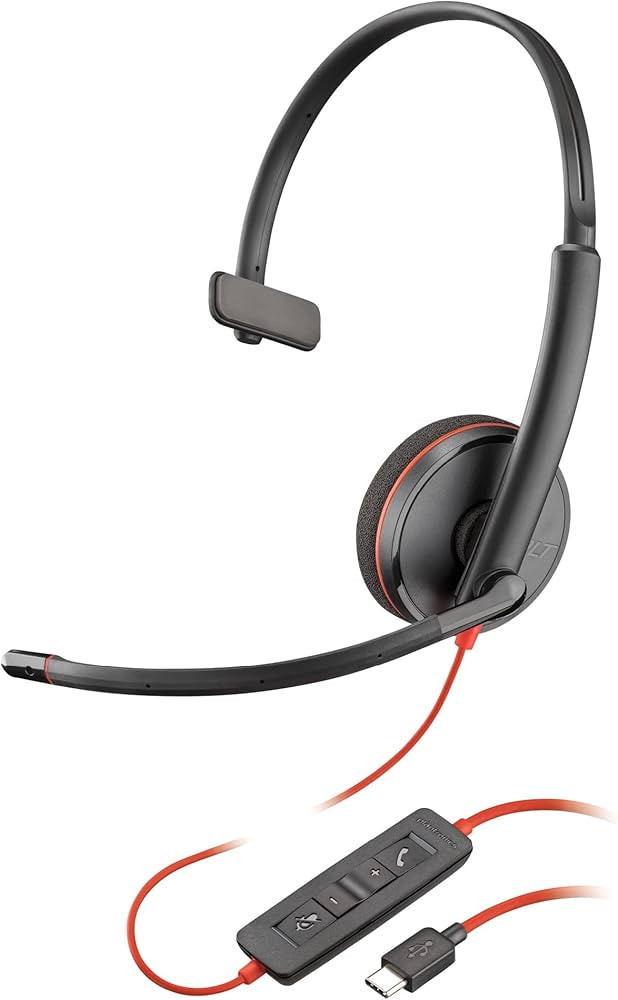 Poly Blackwire 3210 Wired Headset (Plantronics) - Noise-Canceling Mic - Single-Ear Design - Conne... | Amazon (US)