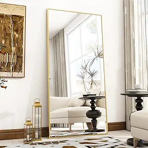 Oversized Full Length Mirror, 71" x 30" Floor Mirror with Stand, Aluminum Alloy Frame Full Body M... | Amazon (US)
