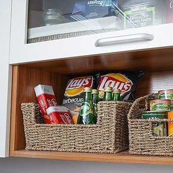 StorageWorks Seagrass Wicker Baskets for Storage, Pantry Baskets Organization and Storage, Pantry... | Amazon (US)