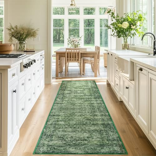 Boho Green Runner Rug 2x8 FT - Washable Non-Slip Area Rug for Indoor Outdoor Use | Amazon (CA)