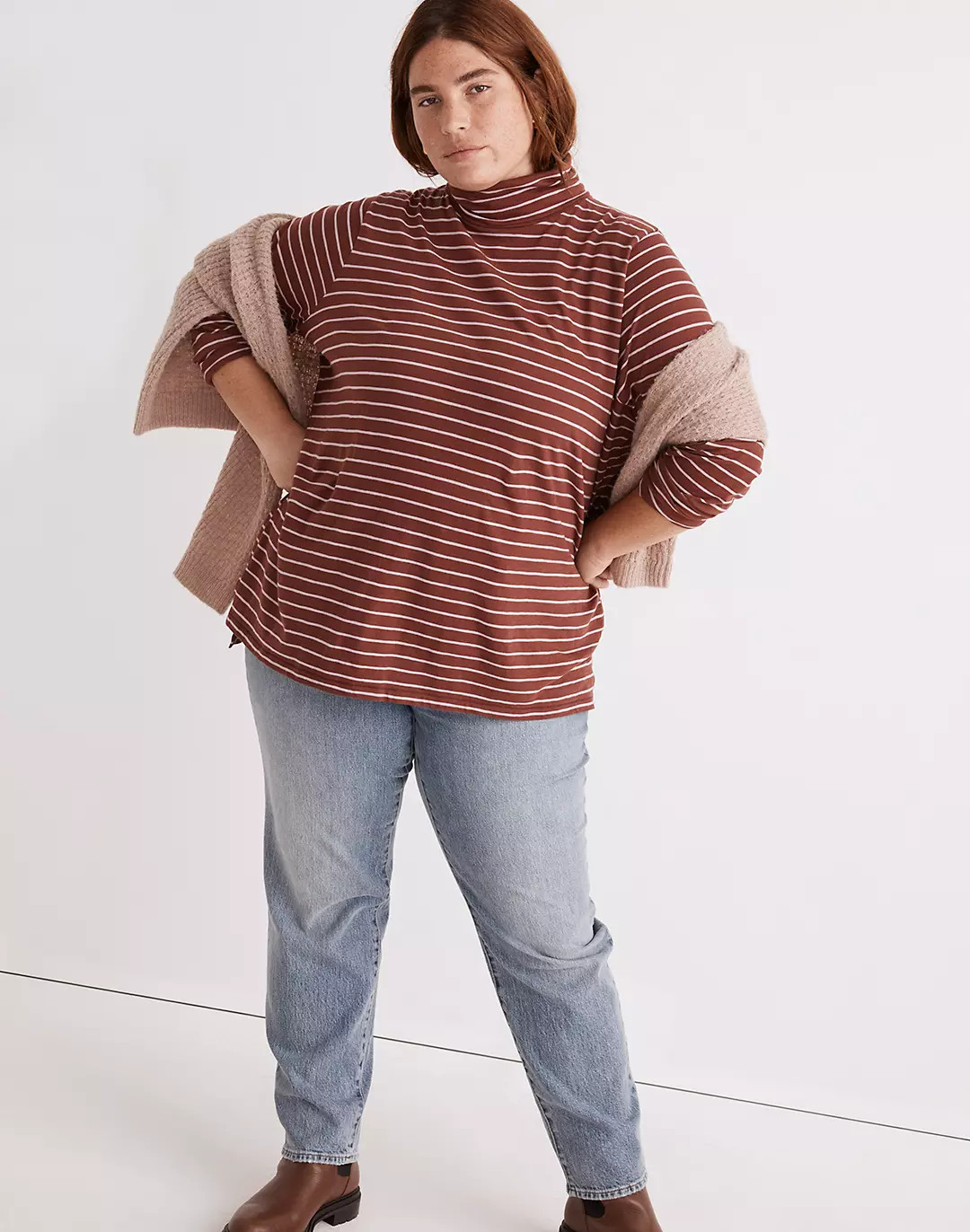 Plus Whisper Cotton Turtleneck in Ronnie Stripe | Madewell