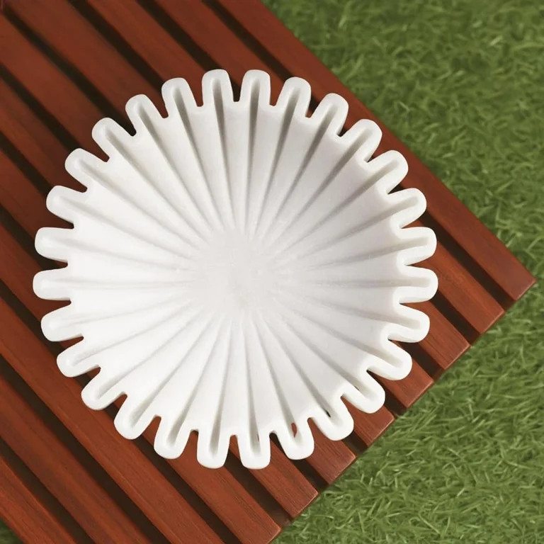 Swadeshi Blessings HandCrafted Marble Ruffle Bowl /Antique Scallop Bowl/ Fluted Bowl, 8 Inches | Walmart (US)