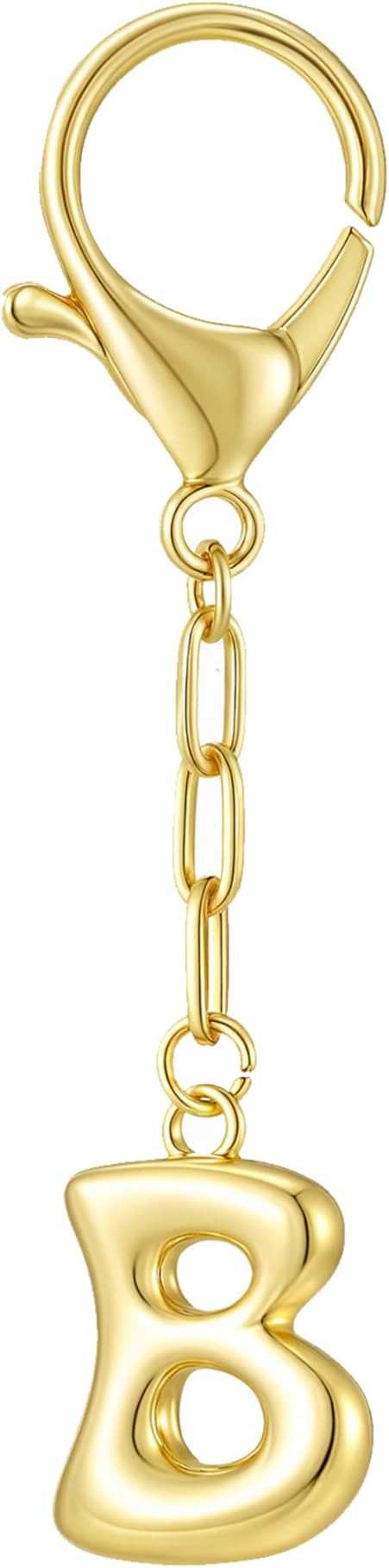 Gold Bubble Initial Keychain Charm for Women Chunky Bag Purse Charms A-Z Letter Key Chains for Ha... | Amazon (US)