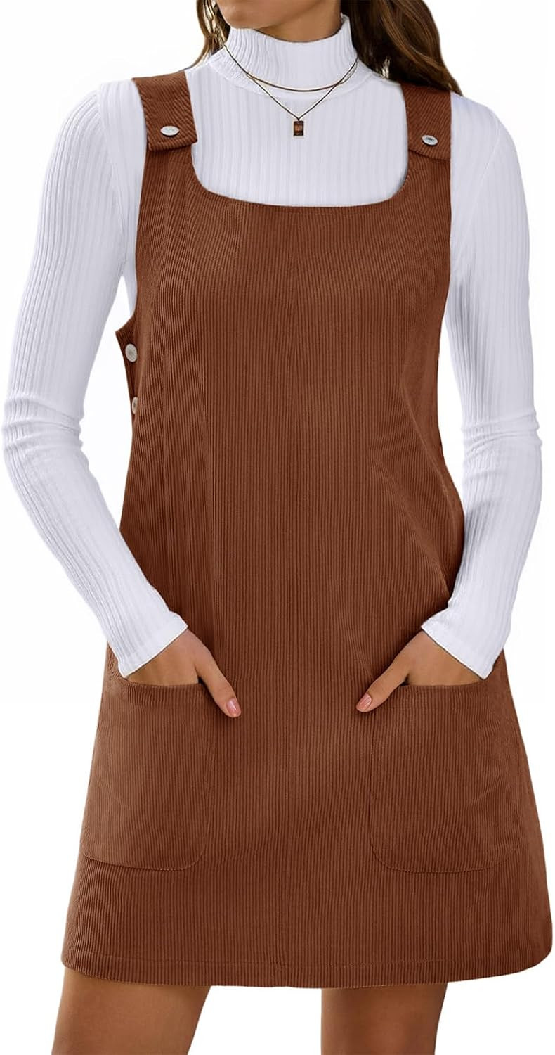 Yousify Womens Corduroy Overall Dress 2026 Fall Jumper Mini Dresses Rompers | Amazon (US)