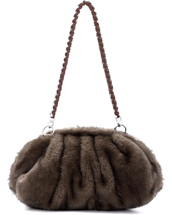 Emprier Faux Fur Shoulder bags for Women Dumpling Fluffy Clutch Purses Evening Handbag for Party ... | Amazon (US)