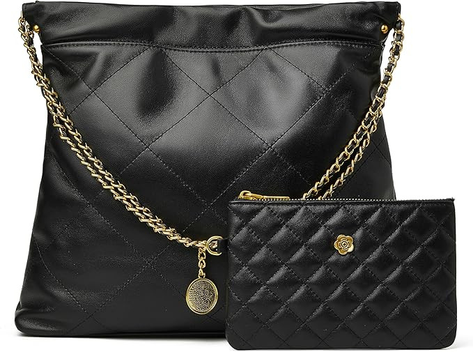 DORIS&JACKY Quilted Tote Bag Set For Women Soft Lambskin Shoulder Purse And Large Leather Work Ha... | Amazon (US)