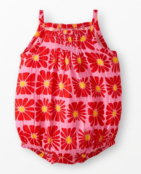 Girls' Funky Floral On Azalea Pink Sleeveless Muslin Bubble Romper in 100% Cotton - Size Baby 0-3 mos by Hanna Andersson | Hanna Andersson