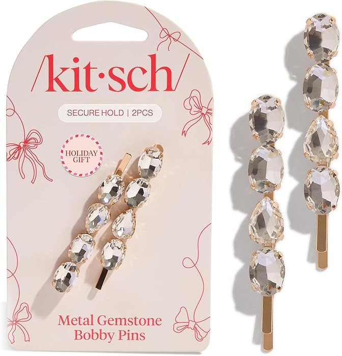Kitsch Bobby Pins with White Gemstones – Rhinestone Hair Pins for Women Add Effortless Glamour ... | Amazon (US)
