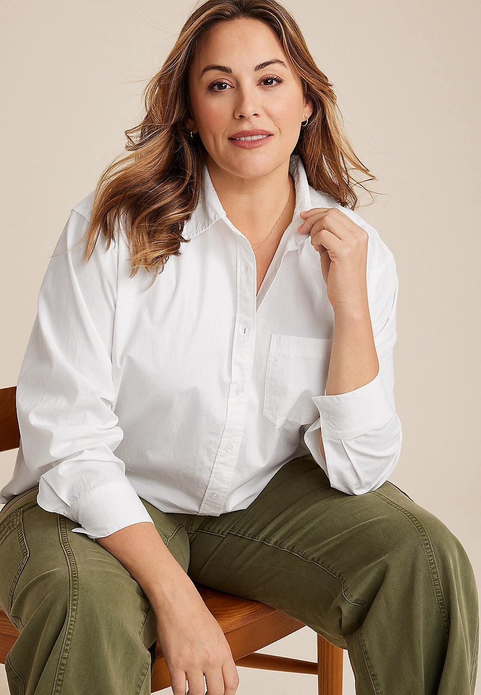 Plus Size 90s Prep Striped Relaxed Button Up Shirt | Maurices