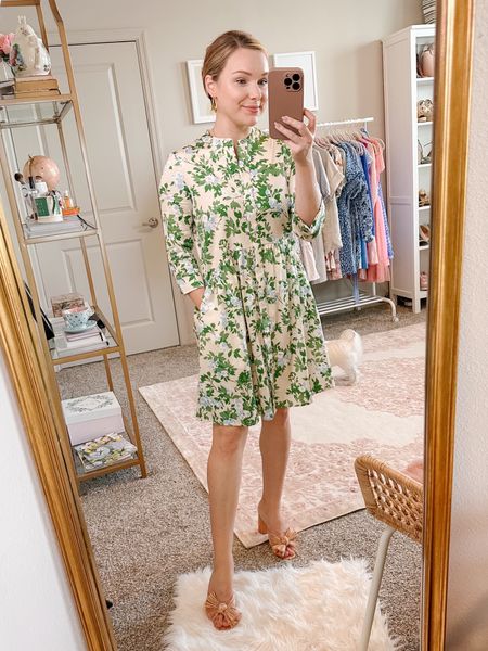 Classic shirt dress with floral ivy print / wearing size xxs 

#LTKstyletip #LTKshoecrush #LTKSeasonal