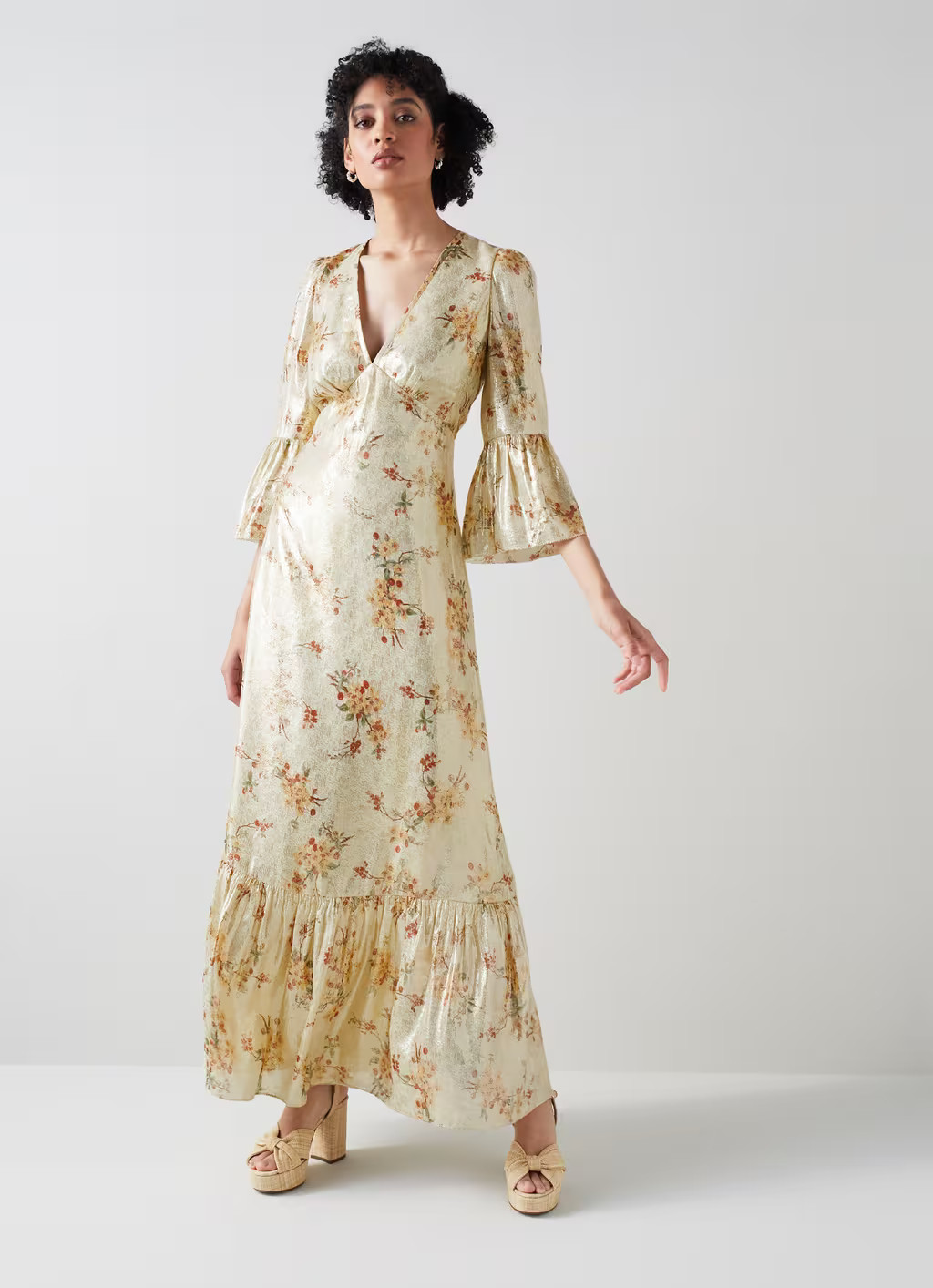 Martha Meadow Scene Metallic Silk Maxi Dress | L.K. Bennett (UK)
