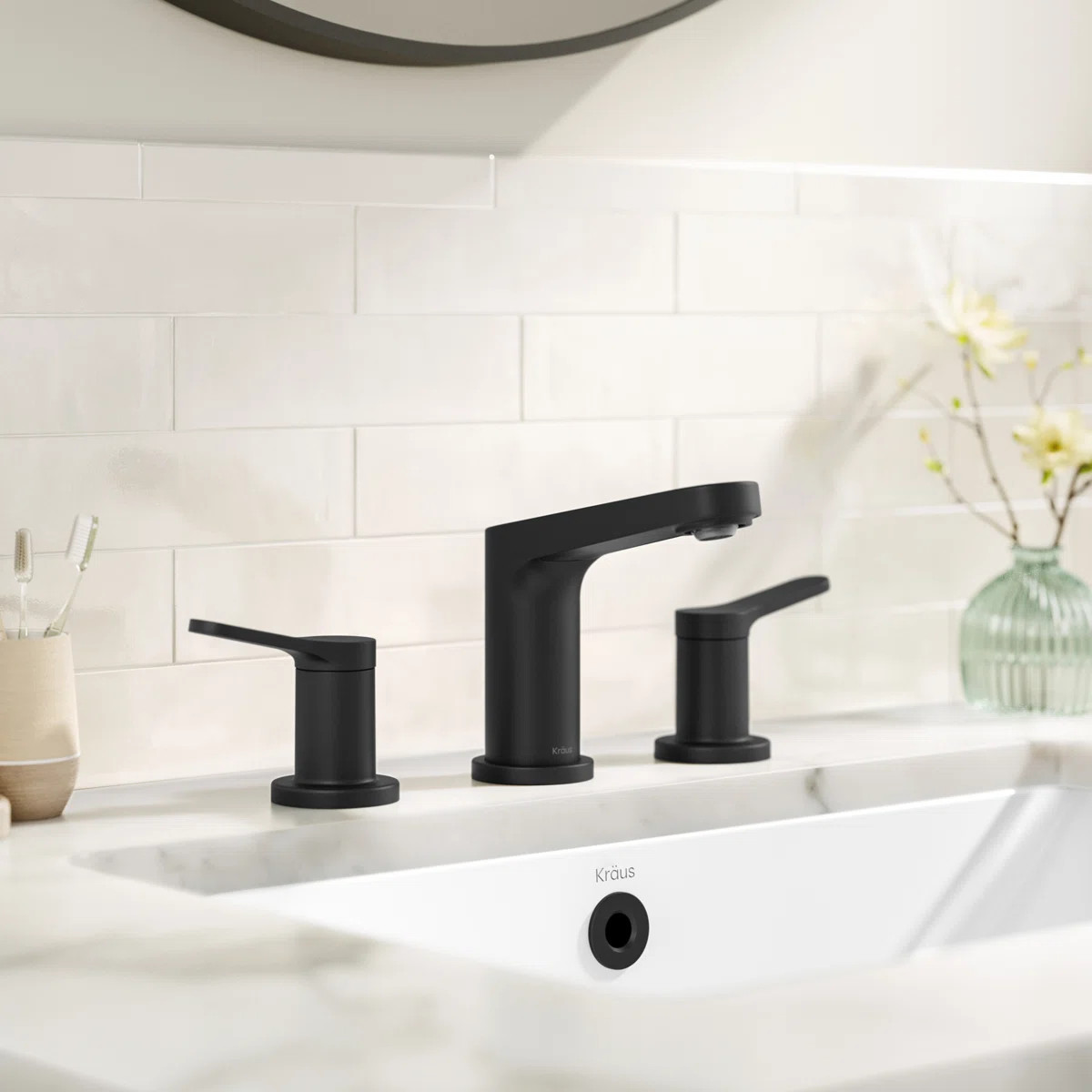 KRAUS Indy Widespread Bathroom Faucet In Spot-Free With 2 Handles, Pop Up Drain And Supply Lines ... | Wayfair North America