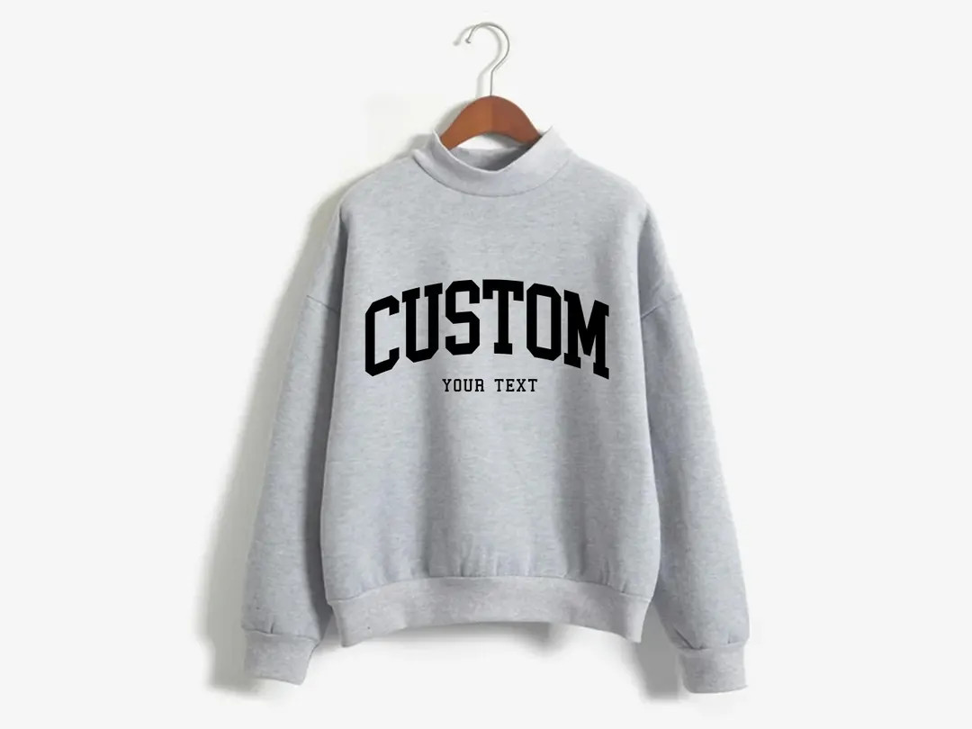 Mockneck Custom Sweatshirt L College Crewneck Sweater | Custom Printed Mockneck for Sorority | Re... | Etsy (US)