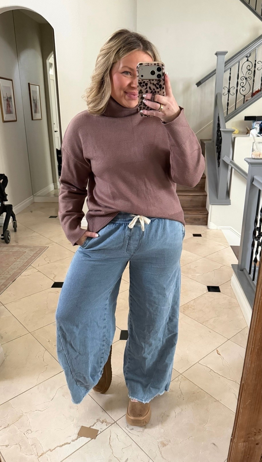 Cozy and comfy outfit and both are on deal right now!! Sweatshirt feel jeans are 70% Off!! 🙀 

#LTKMidsize #LTKSeasonal #LTKSaleAlert