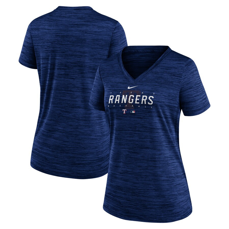 Women's Texas Rangers Nike Royal Authentic Collection Velocity Practice Performance V-Neck T-Shir... | MLB Shop