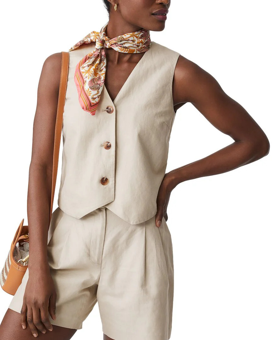 J. McLaughlin Bevin Linen-Blend Vest | Shop Simon