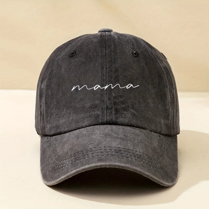Simple Mama Washed Baseball Cap Solid Color Printed Distressed Casual Dad Hat Sun Hats For Women | Temu Affiliate Program