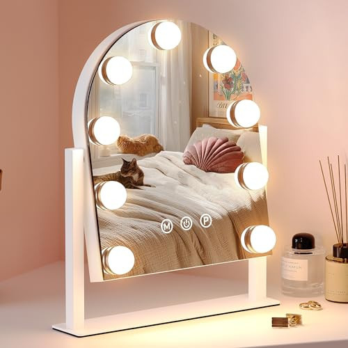 ZL ZELing Makeup Mirror with Lights, Vanity Mirror with Lights, Lighted Makeup Mirror, 3 Color Modes, Dimmable Light,360° Rotation | Amazon (US)