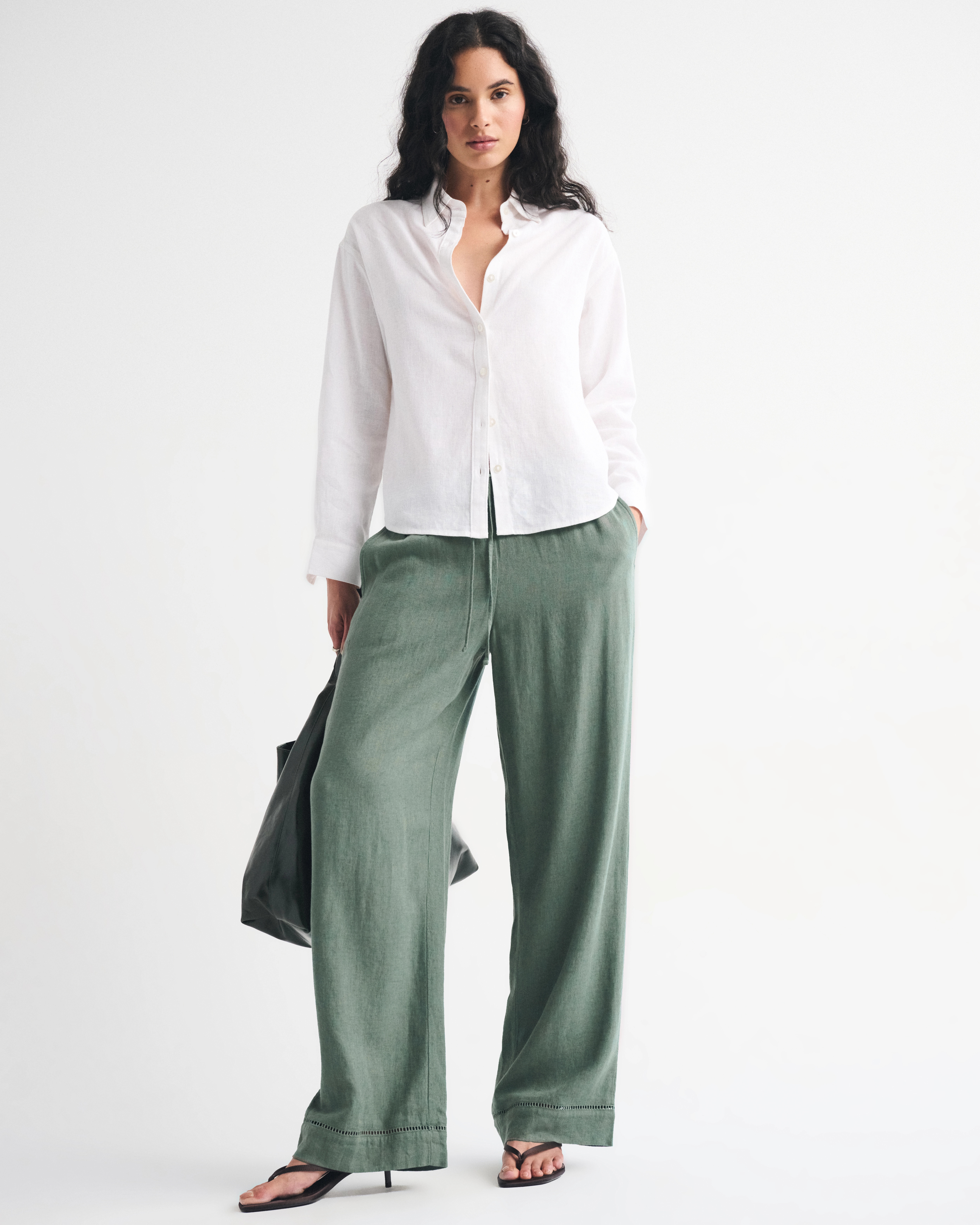 A&F Gemma Linen-Blend Wide Leg Pull-On Pant | Abercrombie & Fitch (US)