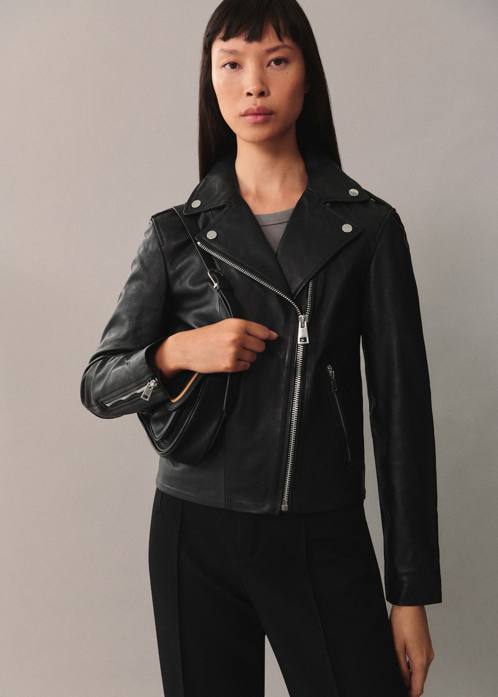 Leather biker jacket - Woman | MANGO USA | MANGO (US)