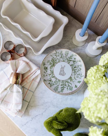Love pulling out my Easter decor year after year!

Bunny salad plates, blue tapers, candlesticks, faux hydrangeas, plaid cloth napkins, copper napkins rings, ruffle baking dish, moss bunnies

#LTKSeasonal #LTKhome #LTKstyletip