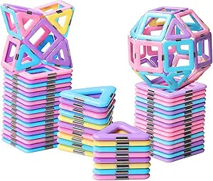 Tolnetr Magnetic Tiles Toys for 3 4 5 6 7 8+ Year Old Boys Girls Upgrade Macaron Castle Blocks Bu... | Amazon (US)