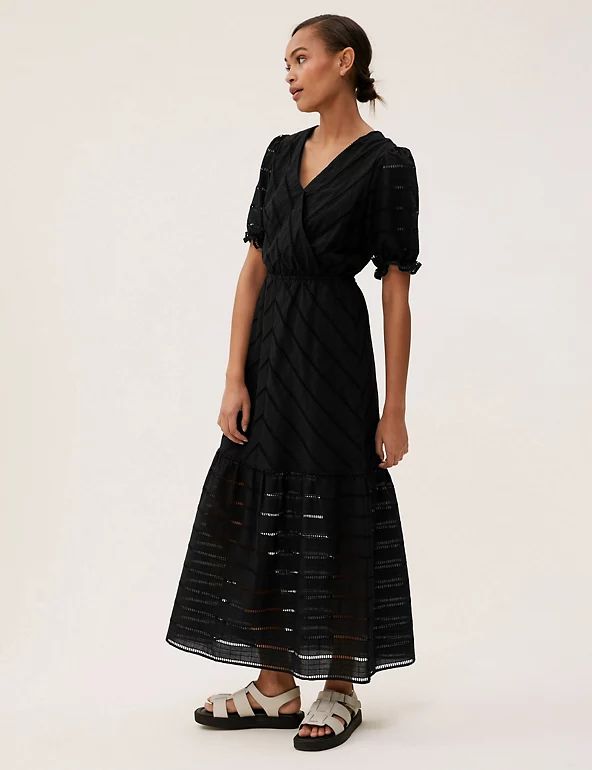 Pure Cotton Broderie Midaxi Wrap Dress | M&S Collection | M&S | Marks & Spencer (UK)