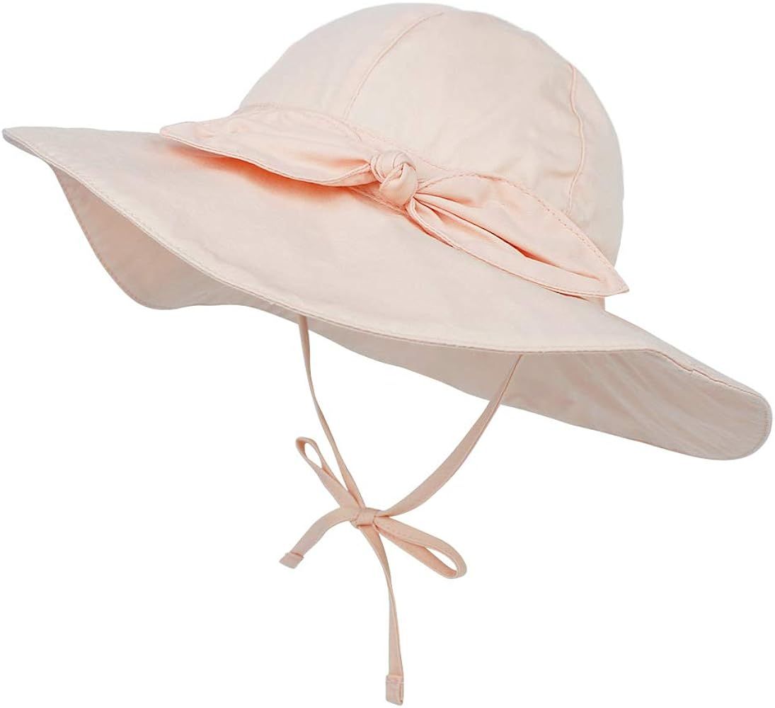 Baby Girl Sun Hat Summer Beach Hats with UPF 50+ Toddler Infant with Wide Brim Strap Outdoor Buck... | Amazon (US)