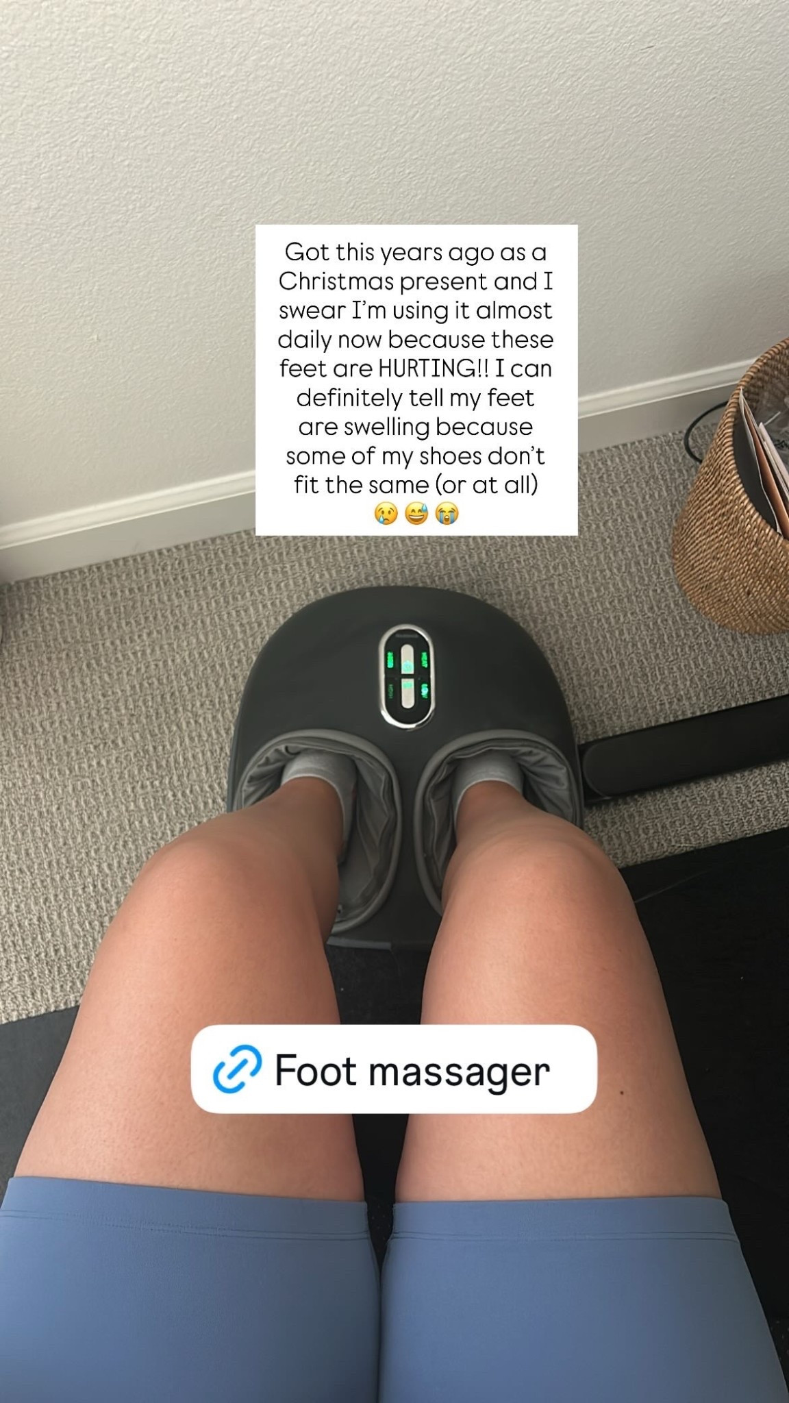 This foot massager is doing wonders for my very sore and very swollen pregnancy feet! It has a two different compression modes and a heat option. Would say the compression is mostly on your upper feet/ soles of your feet and less on your heels in case that matters! This would make an awesome gift for anyone you know who is pregnant 

Foot massager, swollen feet, foot pain, foot massage, feet pain, massager, at home massage, massage machine, easy massage, gifts for her, pregnancy gifts, gifts for mom, Mother’s Day gift, Christmas gift ideas, gift ideas

#LTKFindsUnder100