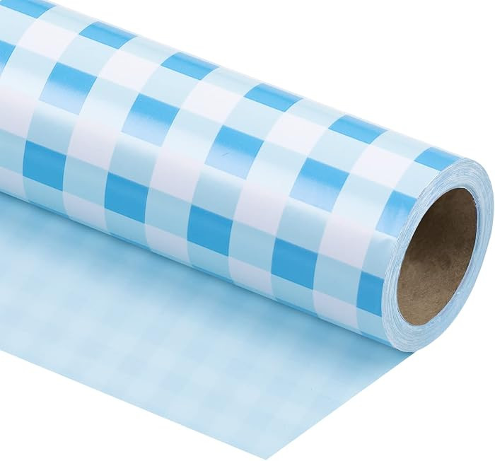 WRAPAHOLIC 30 Inch Reversible Wrapping Paper Roll - Jumbo Roll Blue and White Plaid Design for Bi... | Amazon (US)