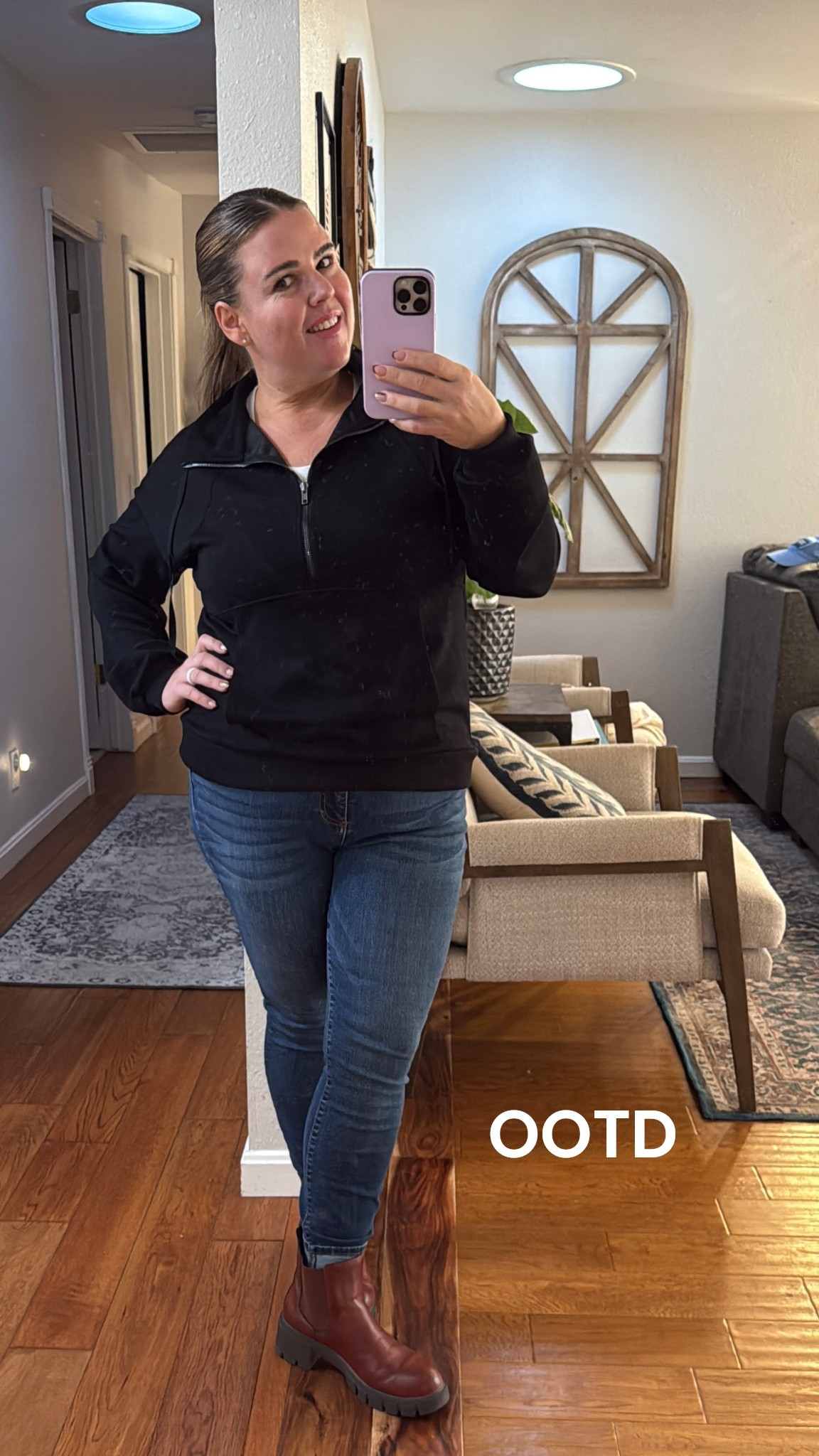 Here’s my outfit for the day. Comfy and cozy. #ootd #cozy 

#LTKMidsize #LTKHome #LTKStyleTip