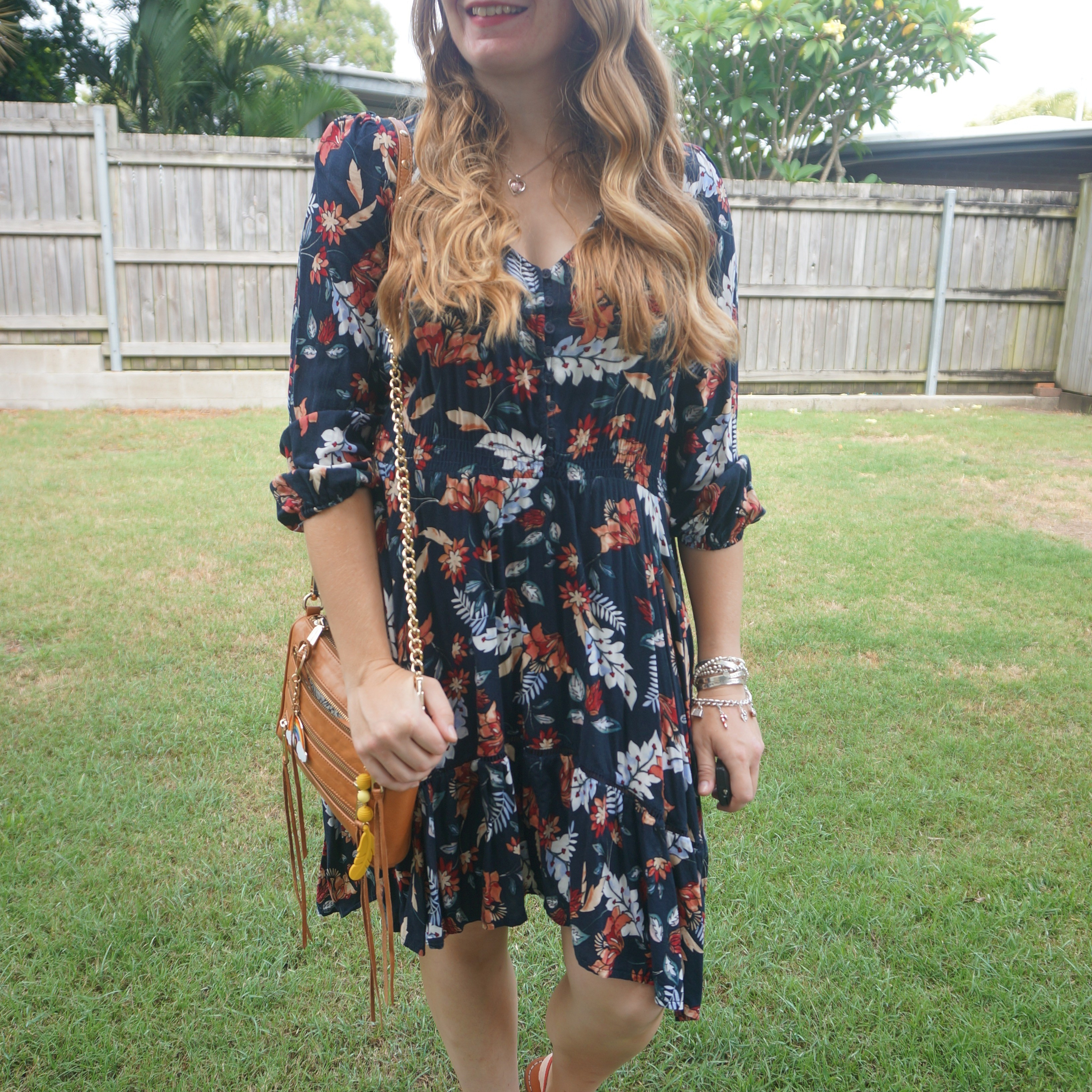 Jaase Celine autumn leaves print dress with tan Rebecca Minkoff mini 5-zip bag 💙

#LTKbag #LTKaustralia #LTKsummer