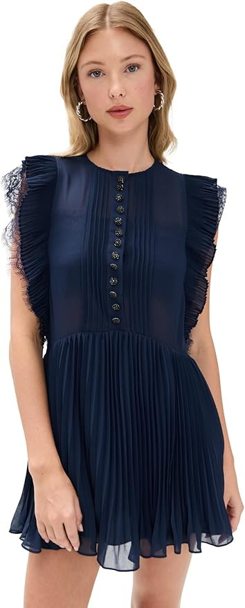 Women's Navy Chiffon Ruffle Mini Dress | Amazon (US)