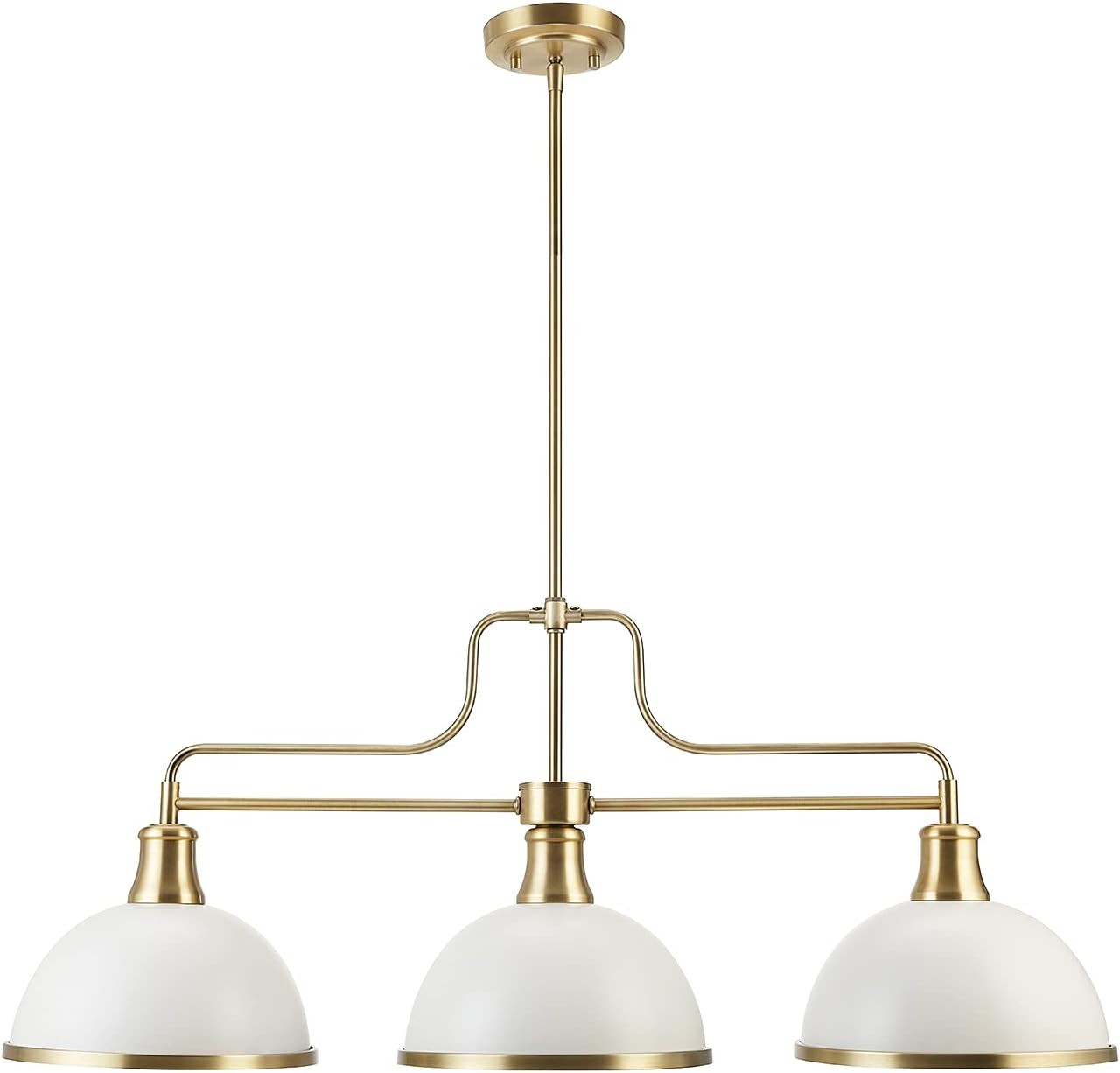 Globe Electric 60885 Beckett 3-Light Linear Chandelier, Matte White, Matte Brass Accents | Amazon (US)