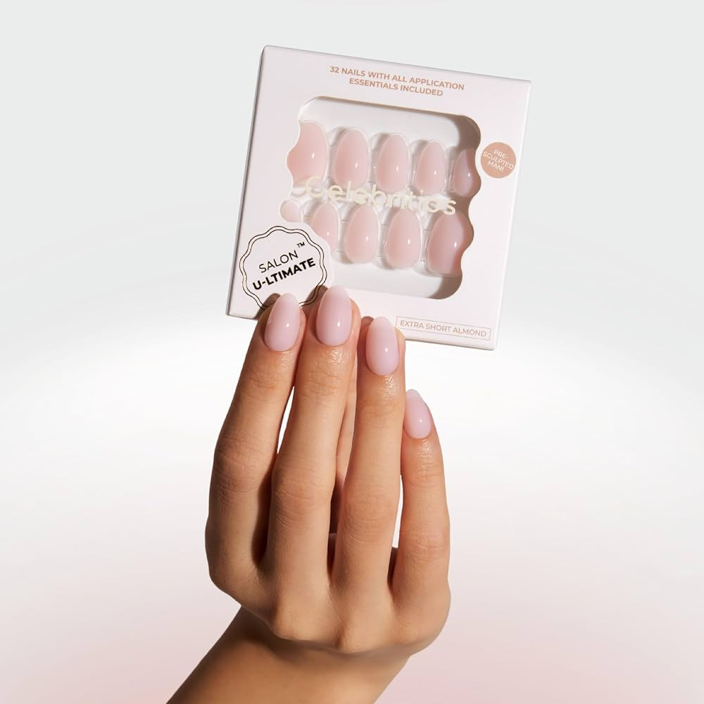 Celebritips Press On Nails - Salon U-ltimate\u2122 | Bare Milk, Extra Short Almond Nails, Reusabl... | Amazon (US)