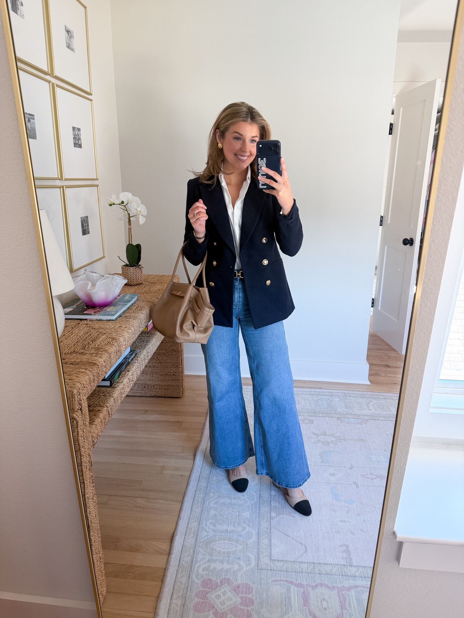 Easy outfit idea for the office! Exact blazer is old, linked similar. Wearing 26 in jeans 