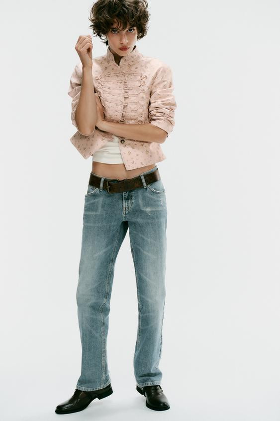 Zara - Floral Print Tailored Blazer - Dusty Pink - Xxl - Woman | Zara US