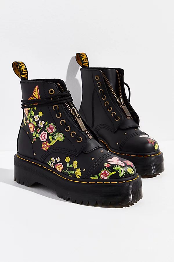 Sinclair Bloom Zip Front Boots by Dr. Martens at Free People, Black, US 9 | Free People (Global - UK&FR Excluded)