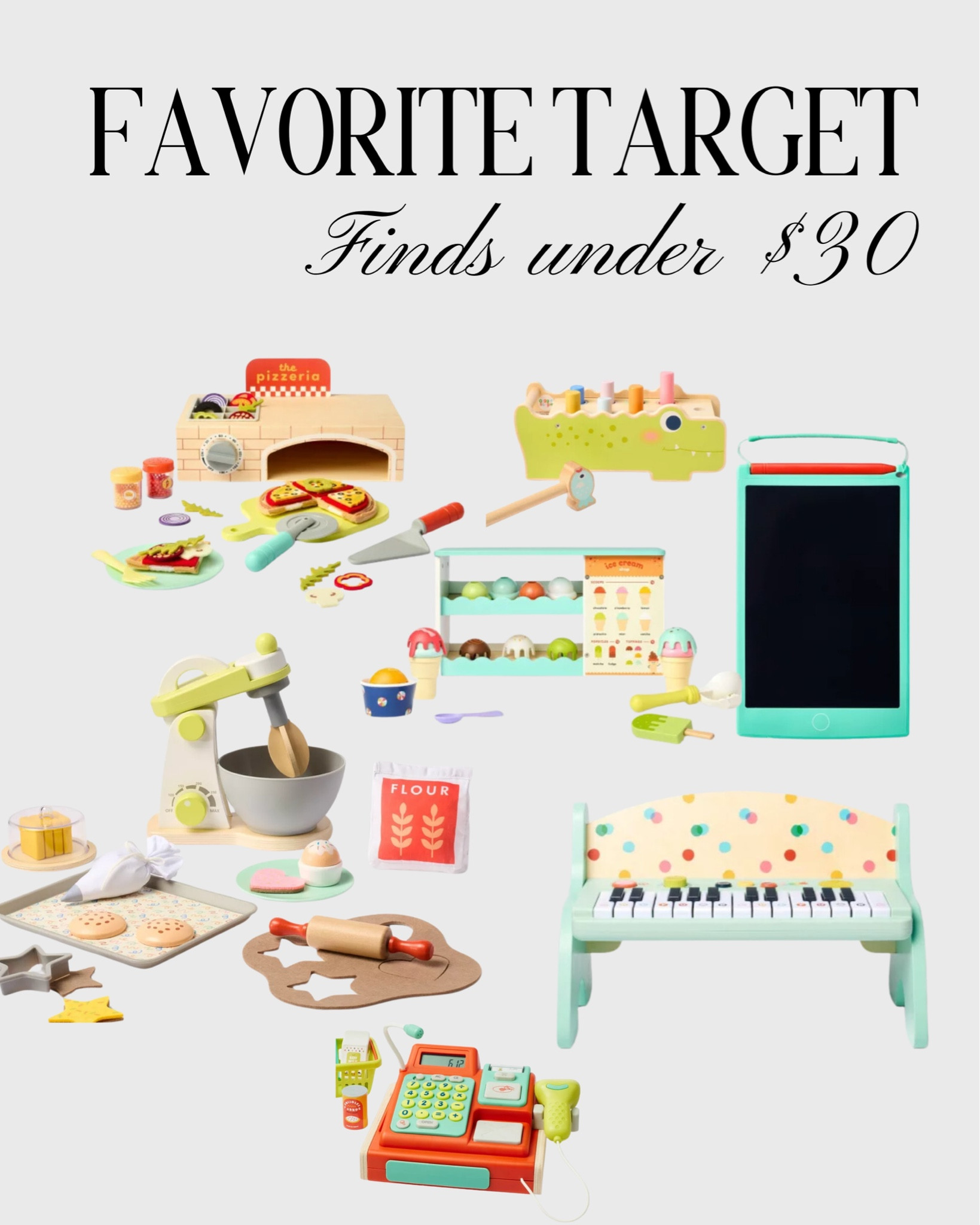 Looking for budget-friendly holiday gifts under $30? These Target toys are perfect for toddlers and kids! From pretend baking sets to adorable ice cream counters and even mini pianos, these finds spark creativity without breaking the bank. Grab these playful gems while they’re still in stock! 🎄 #TargetFinds #GiftsUnder30 #HolidayToys #ToddlerToys #BudgetFriendlyGifts

#LTKGiftGuide #LTKSeasonal #LTKHoliday