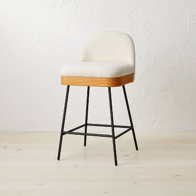 Sepulveda Mixed Material Counter Height Barstool Ivory/Natural - Opalhouse™ designed with Jungalow™ | Target